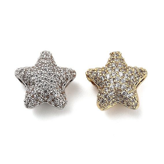 Латунные микро проложить кубический цирконий шарик, стойки покрытие, долговечный, без свинца и без кадмия, звезда