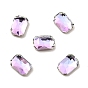 K9 Glass Rhinestone Cabochons, Flat Back & Back Plated, Faceted, Octagon Rectangle