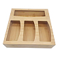 Rectangle Bamboo Bag Organizer, with 4 Grids
