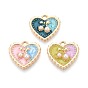 Подвески из эмали и сплава, с ABS имитации жемчуга, сердце с вишневым шармом, золотые