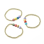 Flat Round Drawbench Acrylic Beads Stretch Bracelets, with ABS Plastic Ball Chain