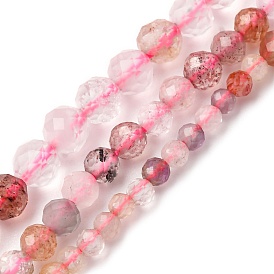 Натуральные кварцевые бусины супер семь нитей, граненые, круглые