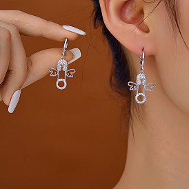 Геометрический ангел латунная прозрачная кубическая циркония брошь серьги-кольца, День святого Валентина