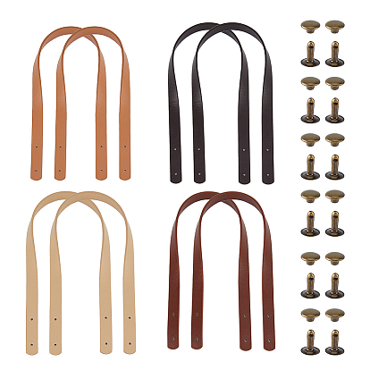 8 наборы 4 цвета ручки сумки из искусственной кожи, С железными заклепками, для сумочек, ручки для изготовления сумок