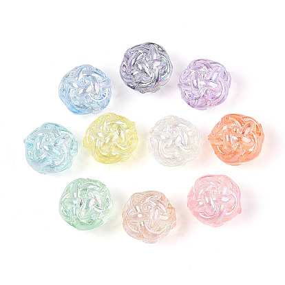 Уф-покрытие прозрачные акриловые бусины, радужный, мяч