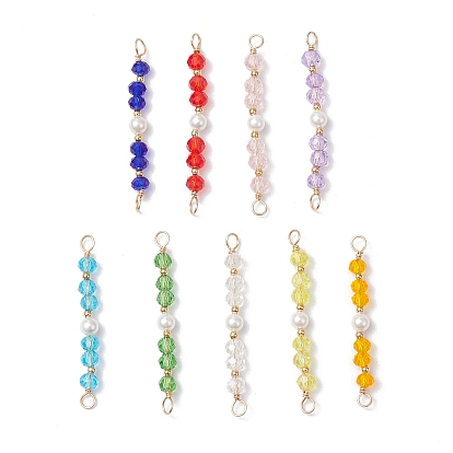 7 шт. 7 стили краска для выпечки рондель стеклянные и ракушечные жемчужные бусины соединительные подвески, с латунными двойными петлями, золотые