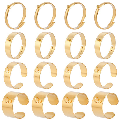 16 шт. 4 варианты дизайна 304 основания колец из нержавеющей стали, регулируемое кольцо на палец