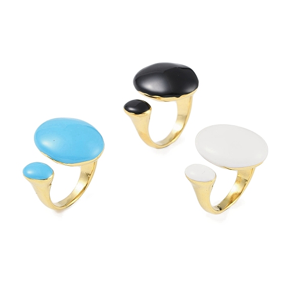 Овальное 304 открытое кольцо-манжета из нержавеющей стали для женщин, с эпоксидной смолой, реальный 18 k позолоченный