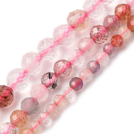 Натуральные кварцевые бусины супер семь нитей, граненые, круглые