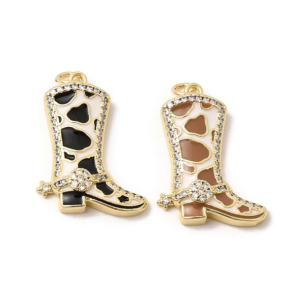 Латунные микро проложить кубического циркония подвески, реальный 18 k позолоченный, долговечный, стойки покрытие, без свинца и без кадмия, сапоги прелести, с эмалью