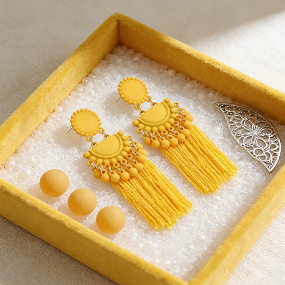 Серьги-люстры с кисточками из цинкового сплава, вентилятор, платина