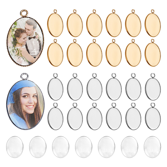 Овальный кулон своими руками поцелуй, в том числе 304 подвеска из нержавеющей стали с кабошоном, Кабошоны из стекла