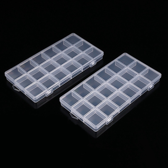 18 Grids Transparent Plastic Bead Containers, for DIY Art Craft, Nail Diamonds, Bead Storage, Rectangle