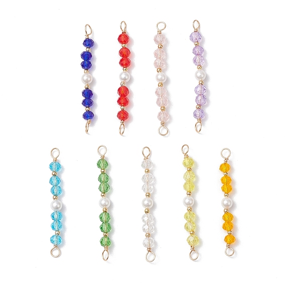 7 шт. 7 стили краска для выпечки рондель стеклянные и ракушечные жемчужные бусины соединительные подвески, с латунными двойными петлями, золотые