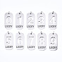 201 Stainless Steel Pendants, Laser Cut, with Jump Rings, Rectangle with Number and Word LUCKY