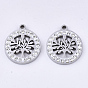 201 подвески из нержавеющей стали, с полимерной глиной кристалла горного хрусталем, плоские круглые с дерева жизни