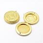 Brass Locket Pendants, Flat Round, Nickel Free