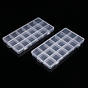 18 Grids Transparent Plastic Bead Containers, for DIY Art Craft, Nail Diamonds, Bead Storage, Rectangle
