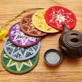 Handmade octagonal patchwork tea mat Lu embroidery splicing diy making material package practical placemat color plate mat