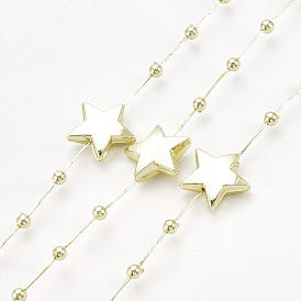 ABS Plastic Imitation Pearl Beaded Trim Garland Strand, Great for Door Curtain, Wedding Decoration DIY Material, Star and Round