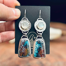 Болтаться серьги сплава эмали, со стеклом, античное серебро