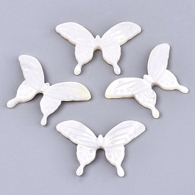 Natural White Shell Mother of Pearl Shell Beads, Butterfly