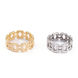 Unisex 304 Stainless Steel Finger Rings, Wide Band Rings, Curb Chain Shape