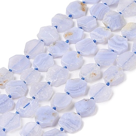 Natural Blue Lace Agate Beads Strands, Hexagon