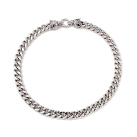 304 Stainless Steel Curb Chains Necklace with Wolf Clasp for Women