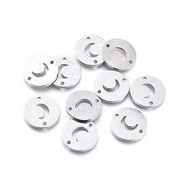 304 Stainless Steel Links Connectors, Laser Cut, Flat Round with Moon
