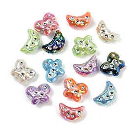 Непрозрачные акриловые бусины с УФ-покрытием, радужный, со стразами