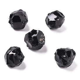 Rough Natural Obsidian Beads, No Hole/Undrilled, Round