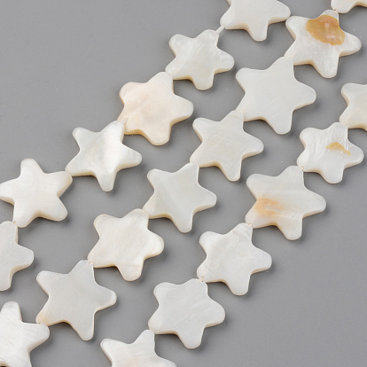 Natural Freshwater Shell Beads Strands, Star