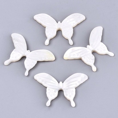 Natural White Shell Mother of Pearl Shell Beads, Butterfly