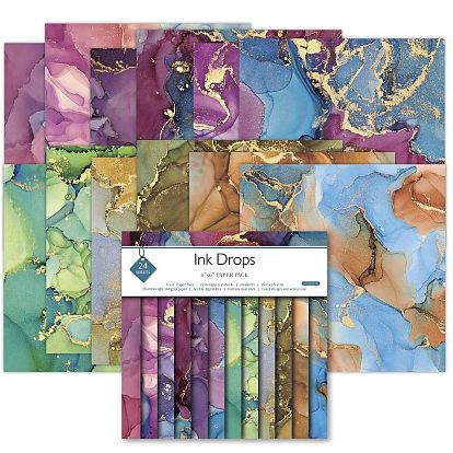 12 Sheets 12 Styles Ink Drops Theme Scrapbooking Paper Pads, Simple Junk Journal Decorative Craft Paper Pad