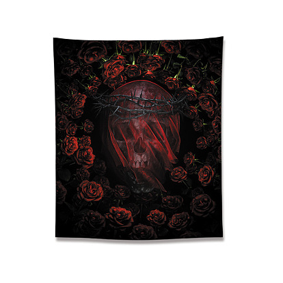 Polyester Halloween Skull Wall Hanging Tapestry, for Bedroom Living Room Decoration, Rectangle