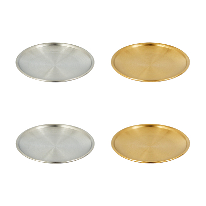 201 Stainless Steel Dinner Plate Serving Tray, Flat Round