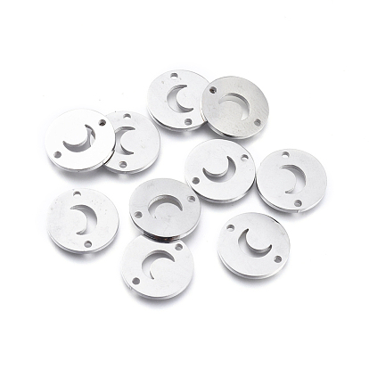 304 соединительные звенья нержавеющие, лазерная резка, плоские круглые с луной