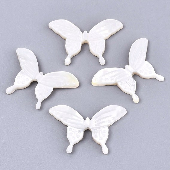 Natural White Shell Mother of Pearl Shell Beads, Butterfly