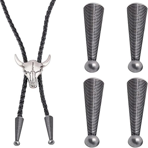 4шт. наконечники шнура из цинкового сплава, Торцевые крышки, конус