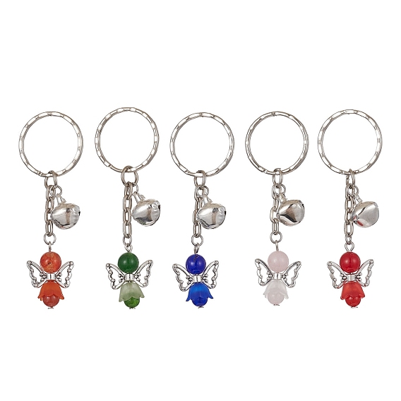 Ангел натуральный драгоценный камень kcychain, с акриловым кулоном и фурнитурой из железа