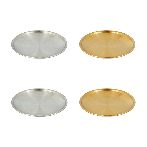 201 Stainless Steel Dinner Plate Serving Tray, Flat Round