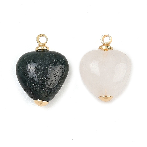 Подвески-сердечки из натурального камня, с латунной, реальный 18 k позолоченный, без кадмия и без свинца, стойки покрытие, долговечный