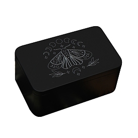 Butterfly/Moth Printed Iron Tarot Card Collection Boxes, Tarot Card Storage Deck Cases, Rectangle