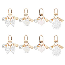 8 шт. 4 стили имитация АБС подвесные украшения, с застежкой из сплава и железа, разнообразные