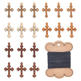 CHGCRAFT DIY Charms Bracelets Making Kits, Including 84Pcs 6 Styles Wooden Pendants and 1 Roll Waxed Polyester Cords