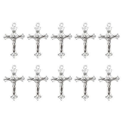 10Pcs Zinc Tibetan Style Alloy Pendants, Crucifix Cross, Religion