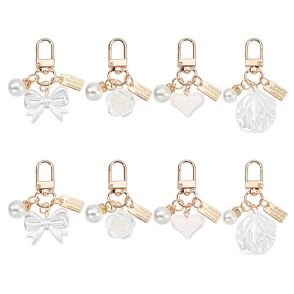 8 шт. 4 стили имитация АБС подвесные украшения, с застежкой из сплава и железа, разнообразные