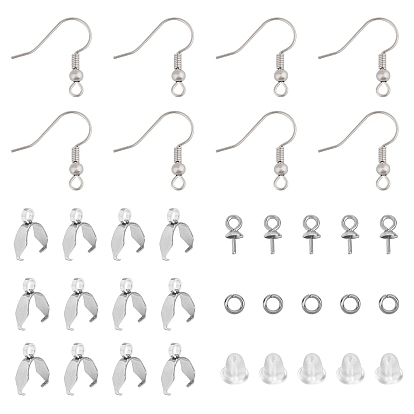304 Stainless Steel Earring Hook, with Cup Pearl Peg Bails Pin Pendant, Ice Pick Pinch Bails and Jump Ring