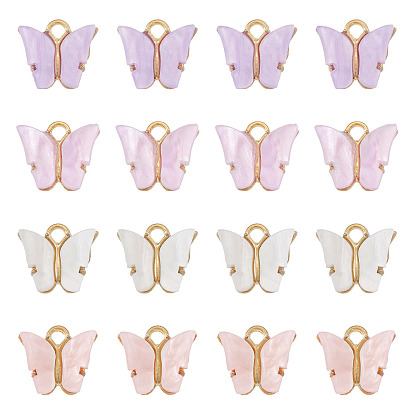 20шт 4 цвета акриловые подвески, Сплав с поиска, очарование бабочки